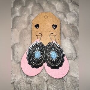 Pink and Silver Statement Earrings